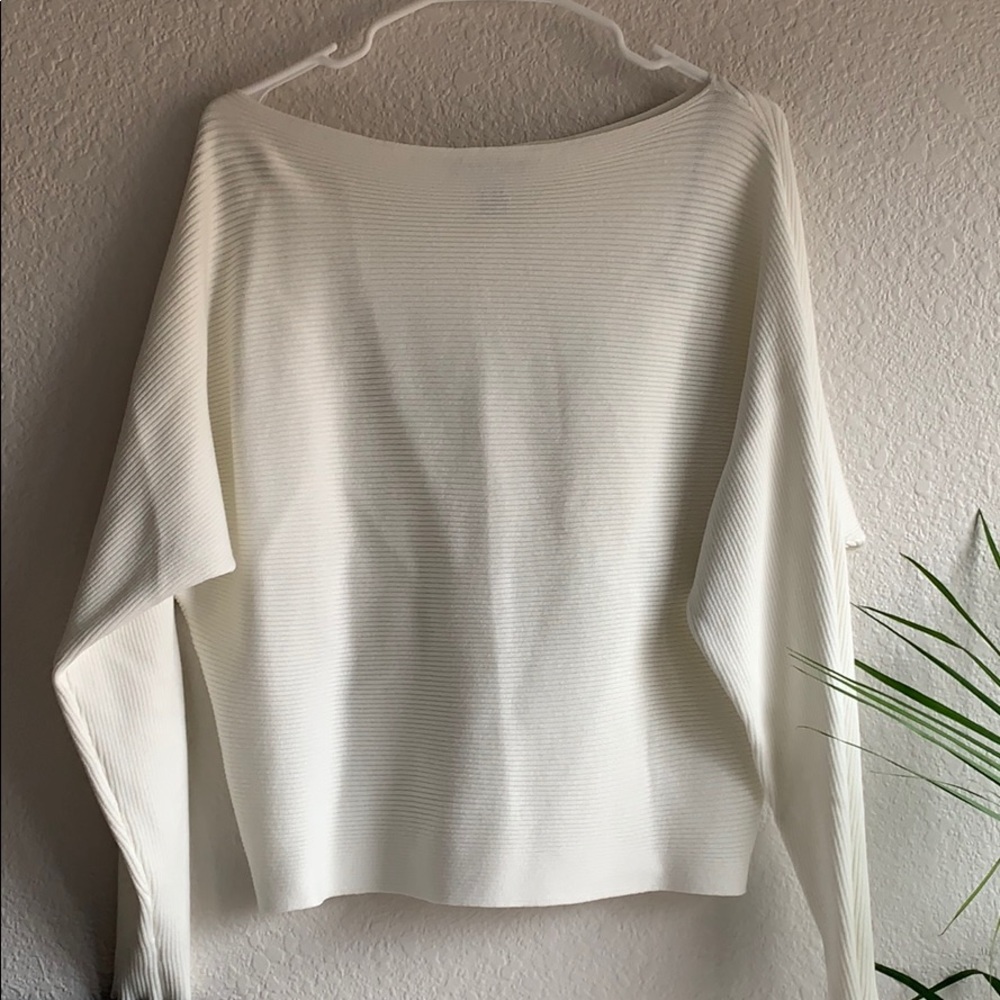Ribbed White off the shoulder Sweater